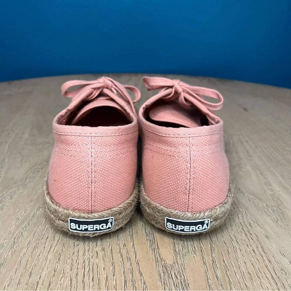 Superga Women's Espadrille Sneakers Coral Pink Lace Up Size 39.5 / US 8.5